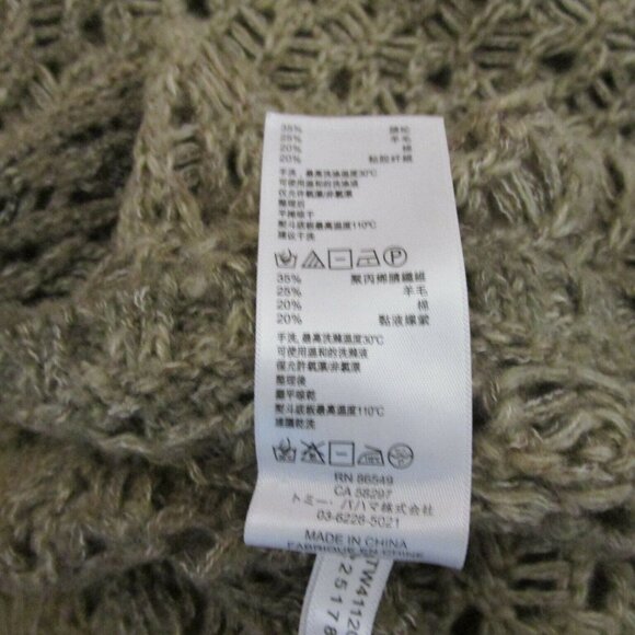 Tommy Bahama Open Knit Pullover Sweater Size Medium Brown Cowl Neck Wool Blend - Picture 5 of 6